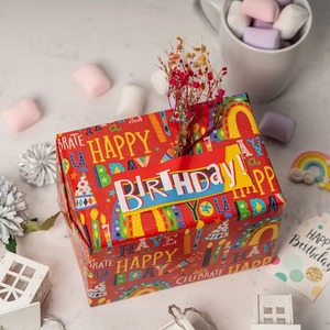 Custom Eco-Friendly Digital Printing Compatible Happy Birthday Gift Wrap <b>Paper</b> Roll <b>Red</b> Rainbow Party Design Double Sided <b>Paper</b> - Product Image 5