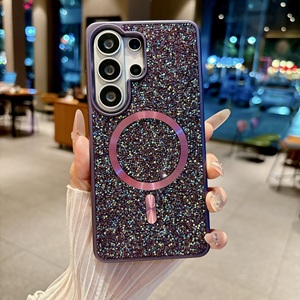 Coques de <span class=keywords><strong>téléphone</strong></span> de luxe scintillantes avec diamants pour <span class=keywords><strong>Samsung</strong></span> Galaxy S26 Plus S25 S24 S23 Ultra, étui magnétique brillant compatible avec la charge sans fil - Product Image 2