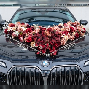 Arreglo Floral para Coche de Boda, <span class=keywords><strong>Flores</strong></span> Artificiales Mixtas, Estilo Europeo, Decoración Floral en Forma de V, LQ - Product Image 1