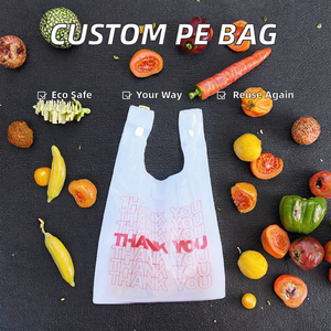 Logo Gravure Printing Disposable Transparent T-Shirt Bag Customizable Recyclable Biodegradable PE Plastic Vest Handle 0.1mm - Product Image 2