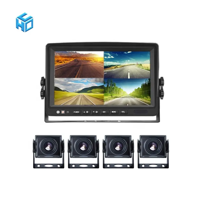 आईपीएस सुरक्षा बस ट्रक रियर साइड व्यू कैमरा मॉनिटर किट सामने और वापस कैमरा के लिए कार मॉनिटर के साथ 4 कैमरों प्रणाली के लिए ट्रक