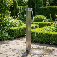 Colonne de douche extérieure moderne Hydrorelax carrée en acier inoxydable finition chromée pour jardin, piscine, cour arrière, robinet de bain