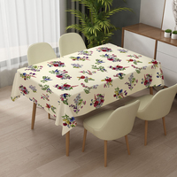 Nappe rectangulaire en plastique rouge à motifs floraux RNPT, nappe anti-taches, nappe à essuyer, toile cirée pour anniversaire, salle à manger, fête