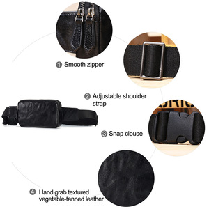 Bolso de pecho Dujiang para hombre, de cuero curtido vegetal, con cierre de cremallera, bandolera para uso diario y actividades al aire libre. - Product Image 3
