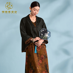 เสื้อคาร์ดิแกนผ้าไหมหม่อนของผู้หญิงที่มีน้ำหนักเบาเสื้อผ้าจีนแบบดั้งเดิมแขนยาวปานกลาง - Product Image 5