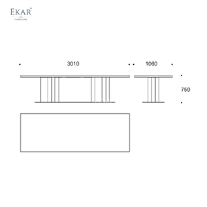 Mesa de Comedor Moderna de Lujo con Base Metálica Arquitectónica, Muebles Rectangulares para Comedor, para 8-10 Personas, Mesa para Proyectos de Villas - Product Image 6