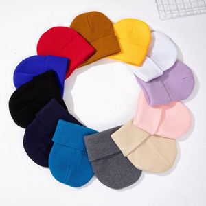 Custom logo <b>Small</b> Order Unisex Autumn Winter Beanie Thick Solid Color Knitted Beanie - Product Image 2