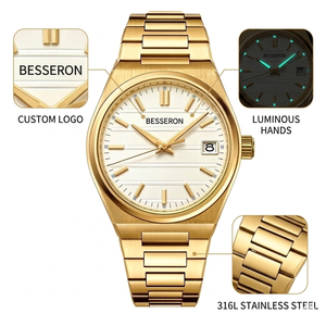 Relojes de Cuarzo de Lujo Personalizados en Oro para Hombre, Diseña Tu Propio Reloj, Fabricantes Chinos - Product Image 3