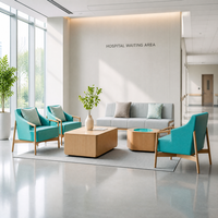 Conception de l'aménagement des espaces hospitaliers : Canapé en tissu facile à nettoyer pour hall d'entrée, comptoir de réception, chaise d'attente, banc d'attente pour projet hospitalier