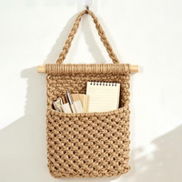Panier suspendu en coton tissé pour la décoration intérieure, boîte de rangement murale, panier à fruits et légumes, support pour téléphone