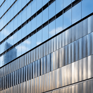 Panel de vidrio de primera calidad con acabado de aluminio cepillado para muro cortina, con unión sin costuras, para fachadas de oficinas comerciales de alta gama. - Product Image 1
