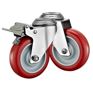 3 ''4'' 5 ''Boutgatmontage Type Middelzware Roestvrijstalen Rode Polyurethaan Draaibare Caster - Product Image 1