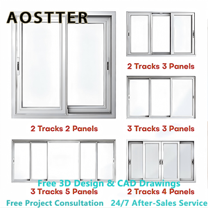Fenêtre <span class=keywords><strong>coulissante</strong></span> AOSTTER en PVC avec double vitrage Low-E, résistante aux ouragans, en vinyle - Product Image 2