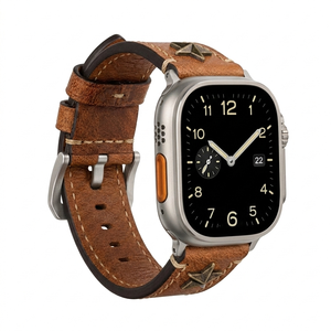 สายนาฬิกาหนังแท้ประดับหมุดสไตล์พังก์สำหรับ Apple Watch Ultra <span class=keywords><strong>2</strong></span>/Series 10 9 8 7 SE - Product Image 1
