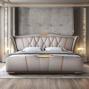 <span class=keywords><strong>Lit</strong></span> King Size de Luxe, Mobilier de Chambre Moderne, Cadre de <span class=keywords><strong>Lit</strong></span> Élégant en Bois, <span class=keywords><strong>Lit</strong></span> Rembourré en Cuir <span class=keywords><strong>avec</strong></span> <span class=keywords><strong>Rangement</strong></span> - Product Image 3