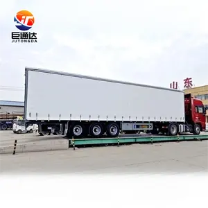 JUTONG Factory 3 Axle PVC Curtain Side Shipping Container Shandong 40ft Van Box Semi Trailer