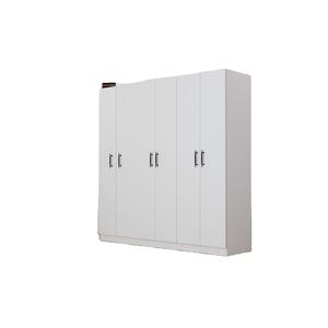 Armoire moderne blanche à 6 portes avec 4 tiroirs, 13 étagères, grand rangement, armoire de chambre autoportante, design simple pour usage en atelier - Product Image 1