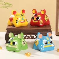 Figurine Tigre Porte-Bonheur en Résine Style Peluche, Adorable Ornement Animal en Peluche pour la Maison et le Bureau, Cadeau de Collection Mignon