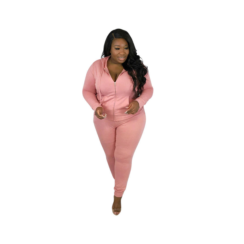 High Quality Sweatsuit 5Xl Plus Size Solid Color Long Sleeve