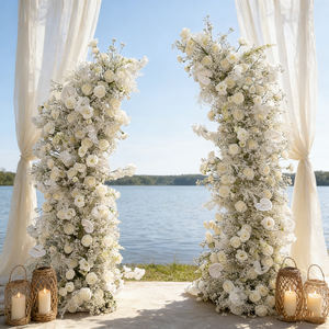 Arco de Flores Artificiales de Seda Personalizado con Rosas Blancas y Paniculata 5D para Decoración de Entrada en Bodas y Navidad - Product Image 3