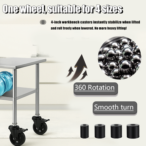 Expansão Stem Caster 4/5 Polegada Rodízio Giratório Com Freio Heavy Duty Rodízio Da Roda para Mesa De Aço Inoxidável, Equipamentos Stand, Carrinho - Product Image 5