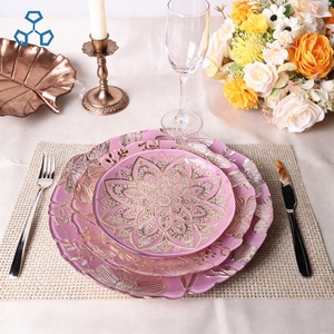 Platos de Cristal Decorativos de 13 Pulgadas, Elegantes Platos de Cristal Rosados para Bodas, Fiestas, Banquetes, Cumpleaños y Celebraciones - Product Image 6