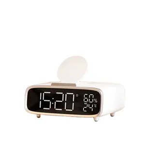 Produsen Menjual Tampilan Waktu Multifungsi Jam Alarm Digital 3 In 1 Pengisi Daya Nirkabel dengan Lampu Malam Led