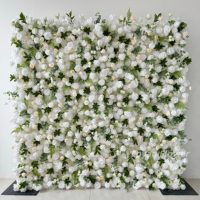 Panneau mural de fleurs artificielles bon marché en rouleau de 8 pieds x 8 pieds pour la décoration de mariage, de fête et d'événements