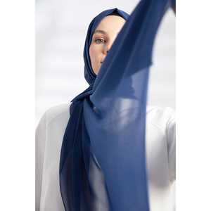 Élégant foulard en mousseline indigo pour femme, accessoire de robe modeste en fibre de polyester transparente - Product Image 5