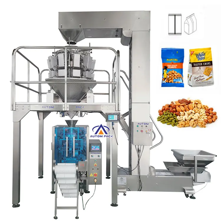 Foshan Fabriek Multihead Weger Kleine Voedsel Chocolade Kaas Kikkererwten Kauwgom Havermout Granen Aardappelchips Verpakkingsmachine