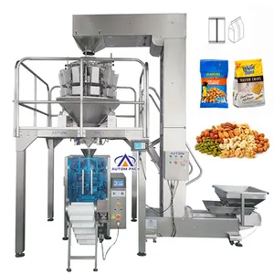 Foshan Factory Multihead Weigher Alimentos pequeños Chocolate Queso Garbanzos Goma de mascar Avena Cereal Patatas fritas Máquina de embalaje