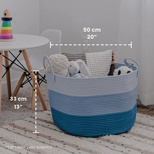 Large Woven <b>Storage</b> <b>Basket</b> for Blankets and Toys 20" X 13" <b>Soft</b> Round Rope Laundry <b>Basket</b> with Handles - Product Image 2