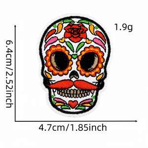 <b>Iron</b> on Mexico Style Embroidered Logo Rose Flower Skull Rose Patch - Product Image 6