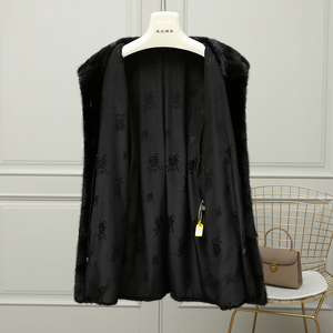 Atacado Dinamarca Blackglama Casaco De Inverno Stand Collar Horizontal Real Mink Fur Coat Dinamarca Pele Real - Product Image 4