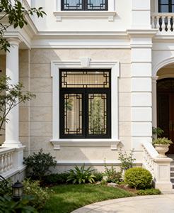 Ventana Abatible de Estilo Francés de Aleación de Aluminio con Doble Vidrio Templado y Rejilla Decorativa de Seguridad - Product Image 5