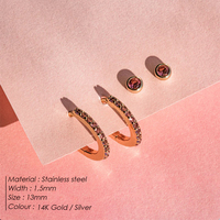 EMANCO Boucles d'oreilles créoles minimalistes de haute qualité avec zircon coloré en acier inoxydable, couleur or, unisexe, bijoux en dropshipping