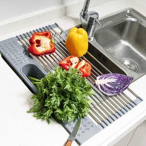 <span class=keywords><strong>Égouttoir</strong></span> à vaisselle pliable en acier inoxydable sur l'<span class=keywords><strong>évier</strong></span>, outil Gadget, <span class=keywords><strong>égouttoir</strong></span> pliable pour fruits et légumes - Product Image 6