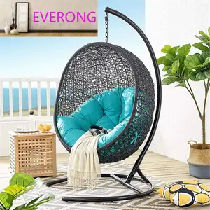 Thép khung mây treo trứng ghế Patio Swing Rocking giỏ võng cho ban công sân vườn ngoài trời đồ nội thất