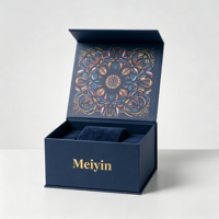 Boîte à fermeture magnétique bleu foncé personnalisée, boîte en papier rigide pour montre homme, boutons de manchette, emballage cadeau d'anniversaire