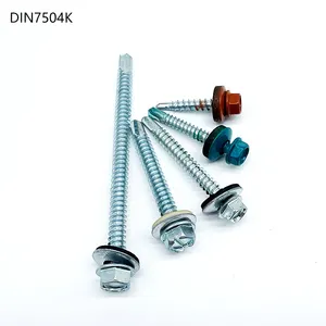 אטב פחמן פלדת קירוי בורג DIN7504K Hex מכונת כביסה ראש עצמי קידוח בורג עם מכונת כביסה גומי