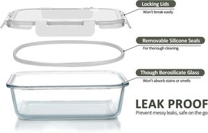 Boîte de conservation alimentaire portable en verre borosilicate pour étudiants avec couvercle compatible micro-ondes et compartiments pour aliments et mouchoirs - Product Image 4