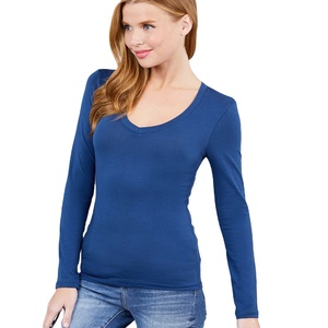 Best Colors Women t Shirts V Neck Long Sleeves with High Quality <b>Material</b> and Custom Printing Methods - Product Image 1