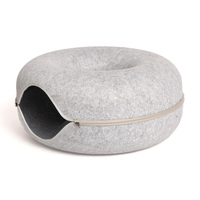 Structure composite à Double couche en feutre détachable, lavable, drôle de chat Donut Tube jouet chat trou Tunnel nid lit vente en gros