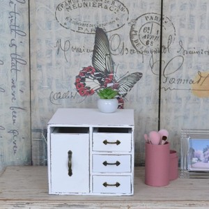 White Desktop Jewelry Organizer With <b>Drawers</b> And Cabinet <b>Storage</b> Box For Cosmetics And Accessories - Product Image 2