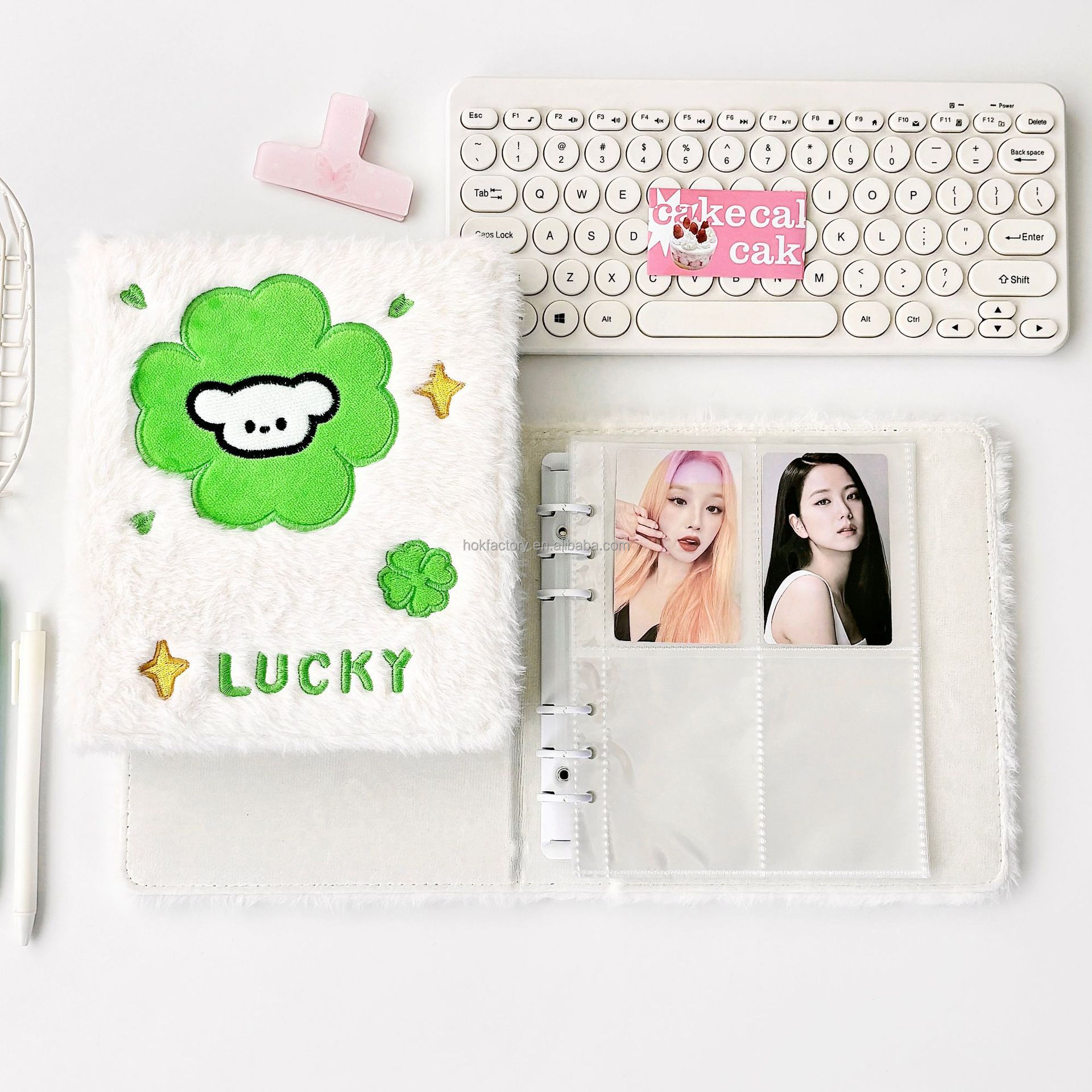 アイドル [GGAGGONG] Clover Memo Plush Photo Album - Kpop Four Leaf Clover Photocard Holder