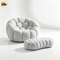 Ensemble de canapés en forme de bulle personnalisé, tissu bouclé OKF, fauteuil rond, ottoman, combinaison pour salon, appartement, hôtel, villa