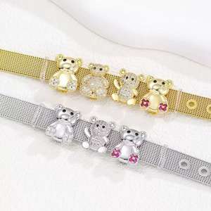 Bracelet en acier inoxydable avec breloque coulissante personnalisée avec inscription LOVE HOPE CZ, maille, mignon, réglable, cadeau de bijoux personnalisé - Product Image 3