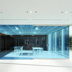 Moderne Kantoorglas Partitie Getint Glas Gehard Full / Half Glazen Wand Scheidingswand Met Deur