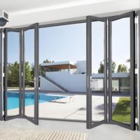 Puerta Plegable de Vidrio Panorámico Antipinzamiento de Buen Material para Interiores de Villas, Hoteles, Áreas Comerciales y Oficinas