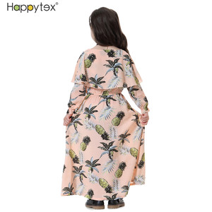 Verano al por mayor islámico niños estampado vestido suave cuello redondo de longitud completa musulmán niños vestidos para niñas Oriente Medio Dubai traje - Product Image 6